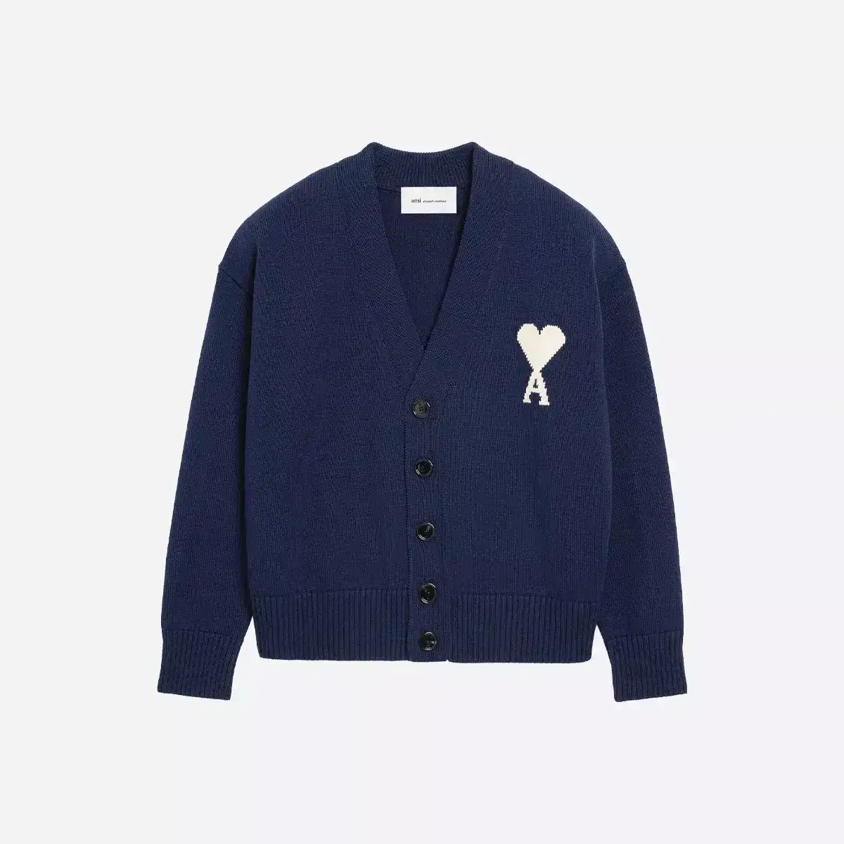 Ami Paris | Blue Wool Ami De Coeur Cardigan | Derksen & Derksen